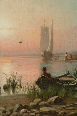 Гине Александр Васильевич.  Пейзаж с лодкой